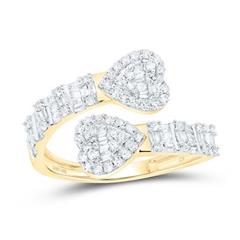 Brand NEW! Size 7.5 Diamond Heart Cuff Ring .625 Carat T.W. 10K Yellow Gold
